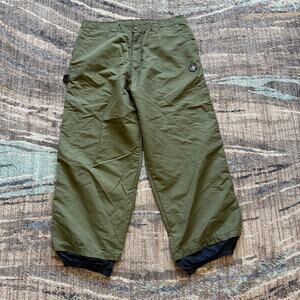 Men's Vintage 90's World Jungle Green Black Wide-Leg Baggy Rave Shell Pants XL